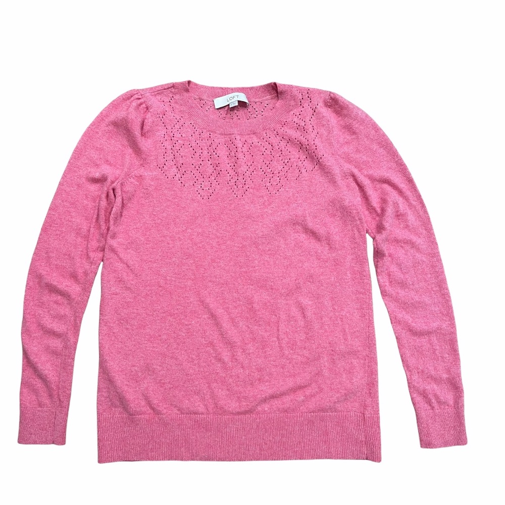 LOFT Pink Crew Neck Sweater Size Medium